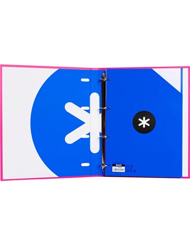 Classeur antartik 4 anneaux ronds 25mm a4 carton rembordé feuillets mobiles quadrillage 5mm coloris rose.