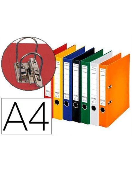 Classeur levier esselte chromos plus a4 pp griffes blocage dos 50mm grand porte-étiquette coloris classiques assortis.