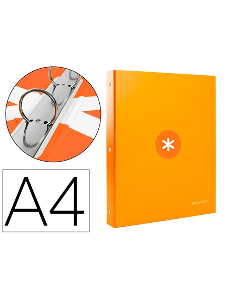 Classeur antartik 4 anneaux ronds 25mm a4 carton remborde coloris jaune moutarde.