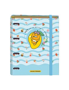 Classeur Dohe Kakao Friends Summer Holiday 4 anneaux format A4 avec recharge de 100 feuilles - 4 intercalaires colorés - Fermetu