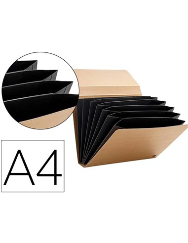Classeur-trieur multo kraft carton 7 compartiments a4 fermeture elastique.