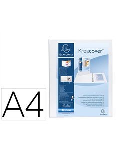 Classeur kreacover exacompta personnalisable a4 capacite 180 feuilles couv rigide 4 anneaux dos de 34 mm coloris.