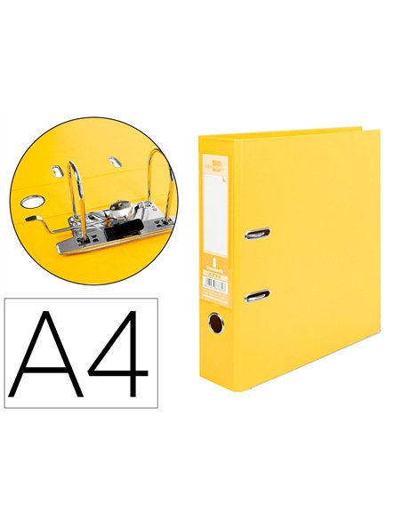 Classeur levier liderpapel a4 documenta carton rembordé 1,9mm dos 75mm rado métallique coloris jaune.