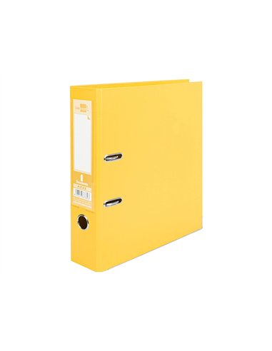 Classeur levier liderpapel a4 documenta carton rembordé 1,9mm dos 75mm rado métallique coloris jaune.
