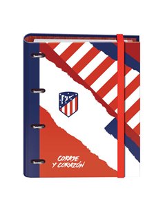 Classeur Dohe Atlético de Madrid Courage et Cœur 4 anneaux format A4 avec recharge de 100 feuilles - 4 intercalaires colorés - F