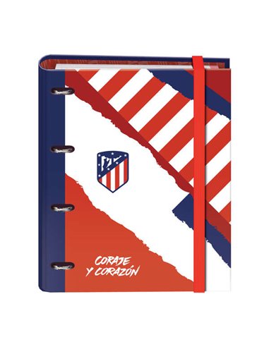 Classeur Dohe Atlético de Madrid Courage et Cœur 4 anneaux format A4 avec recharge de 100 feuilles - 4 intercalaires colorés - F