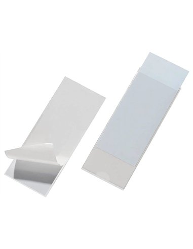 Porte-étiquette q-connect adhésif dos classeur 55x102mm étiquette comprise pack 6 unités.