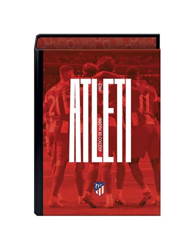 Classeur folio 4 anneaux Dohe Atletico de Madrid Atleti - Couverture cartonnée lignée - Anneaux nickelés 40 mm