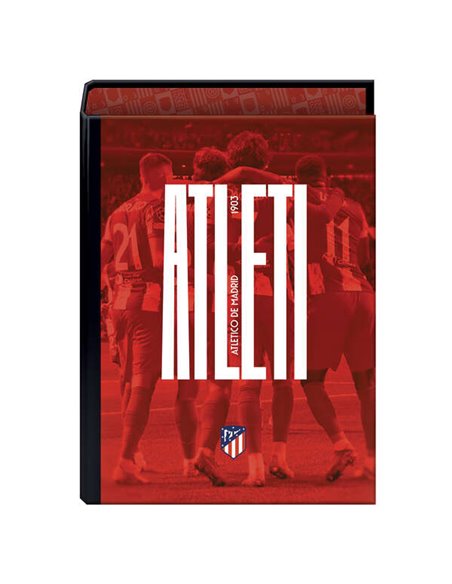 Classeur folio 4 anneaux Dohe Atletico de Madrid Atleti - Couverture cartonnée lignée - Anneaux nickelés 40 mm