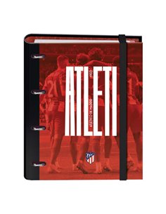 Classeur Dohe Atletico de Madrid Atleti 4 anneaux A4 avec recharge de 100 feuilles - 4 intercalaires colorés - Fermeture élastiq