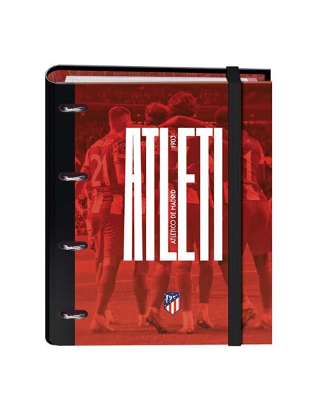 Classeur Dohe Atletico de Madrid Atleti 4 anneaux A4 avec recharge de 100 feuilles - 4 intercalaires colorés - Fermeture élastiq