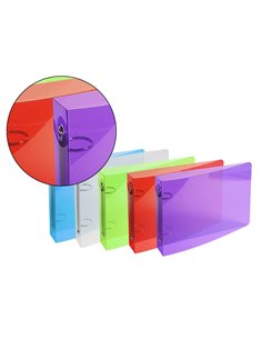 Classeur exacompta format italienne polypro capacite 100 fiches bristol 2 anneaux dos de 35 mm coloris assortis.