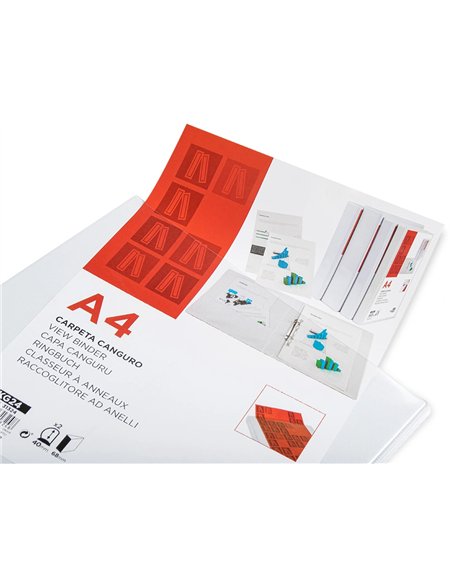 Classeur kangourou liderpapel 2 anneaux 40mm 283x320mm document a4 plastique dos 68mm coloris blanc.