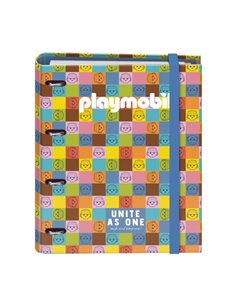 Classeur Dohe Playmobil Unite as One à 4 anneaux, format mixte 35 mm, avec recharge de 100 feuilles - Format Folio - Fermeture é