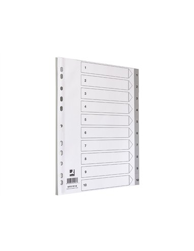 Intercalaire q-connect numerique 1-10 plastique 10 positions a4 indice multiperfore.