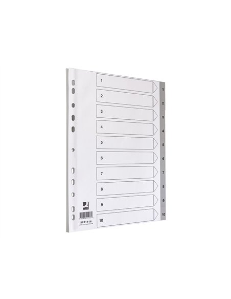 Intercalaire q-connect numerique 1-10 plastique 10 positions a4 indice multiperfore.