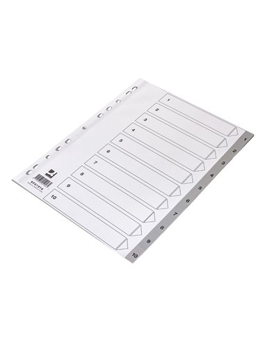 Intercalaire q-connect numerique 1-10 plastique 10 positions a4 indice multiperfore.