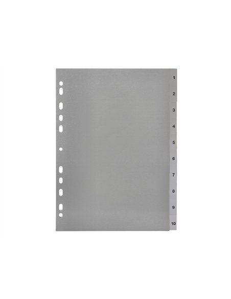 Intercalaire q-connect numerique 1-10 plastique 10 positions a4 indice multiperfore.