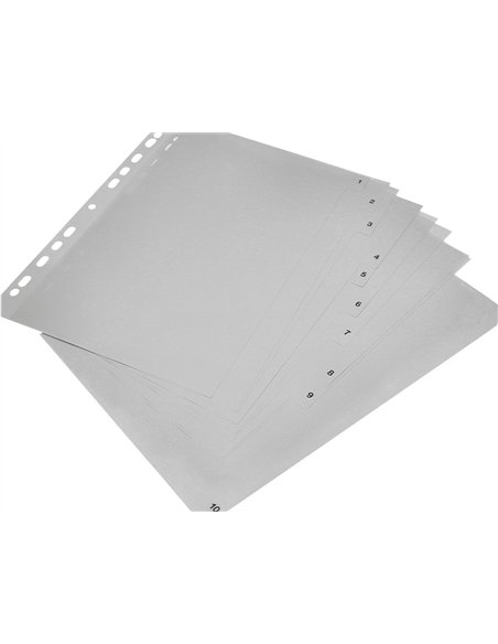 Intercalaire q-connect numerique 1-10 plastique 10 positions a4 indice multiperfore.