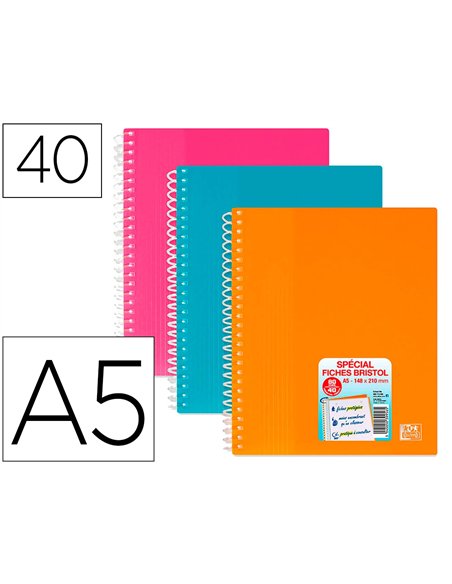 Protege documents spiral school life a5 40 pochettes polypropylene assorti.