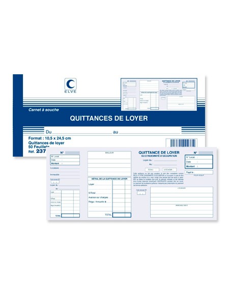 Carnet à souche elve quittances loyer 10