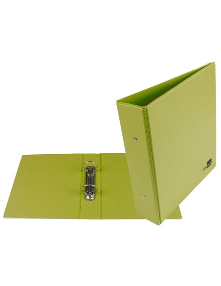 Classeur liderpapel 2 anneaux ronds 40mm a5 carton rembordé pvc coloris vert pistache.