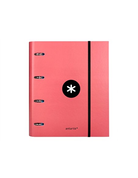 Classeur antartik 4 anneaux ronds 40mm a4 carton rembordé feuillets mobiles q5x5 coloriscorail.