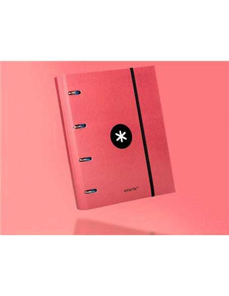 Classeur antartik 4 anneaux ronds 40mm a4 carton rembordé feuillets mobiles q5x5 coloriscorail.