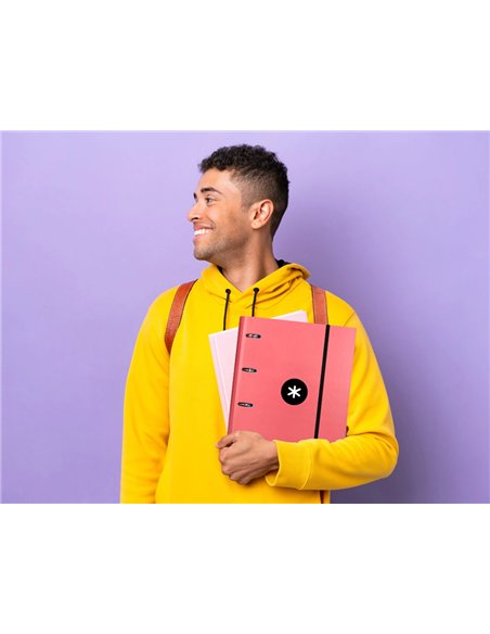Classeur antartik 4 anneaux ronds 40mm a4 carton rembordé feuillets mobiles q5x5 coloriscorail.
