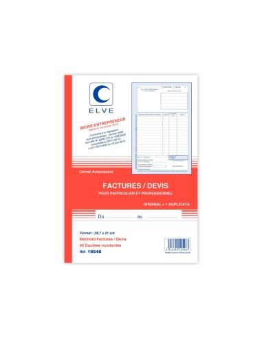 Manifold elve autocopiant a4 210x297mm foliotage 50 duplis factures