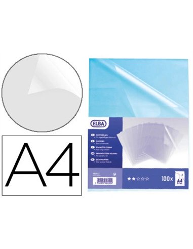 Pochette coin elba polyproylène souple grainé 9/100e a4 capacité 20f incolore boîte de 100 unités.