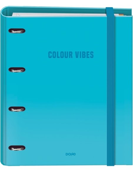 Classeur Dohe Colour Vibes 4 anneaux, recharge mixte 35 mm, 100 feuilles, grille 5 mm - Format A4 - Fermeture en caoutchouc - Co