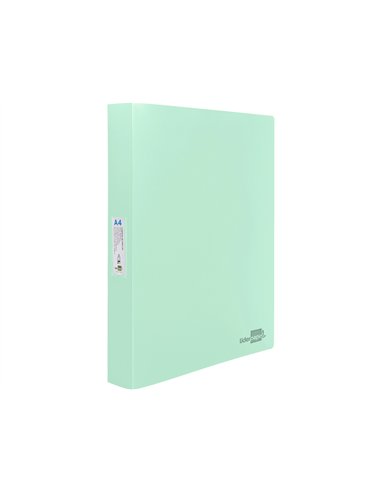 Classeur liderpapel 4 anneaux 40mm a4 polypropylene dos 55mm porte-cartes de visite coloris vert pomme.