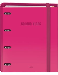 Classeur Dohe Colour Vibes 4 anneaux, recharge mixte 35 mm, 100 feuilles, grille 5 mm - Format A4 - Fermeture élastique - Compre