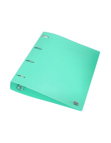 Classeur liderpapel 4 anneaux 40mm a4 polypropylene dos 55mm porte-cartes de visite coloris vert pomme.