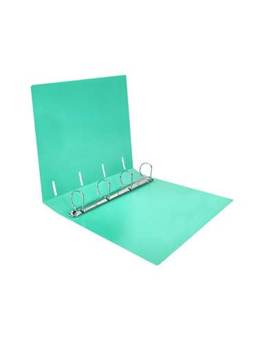 Classeur liderpapel 4 anneaux 40mm a4 polypropylene dos 55mm porte-cartes de visite coloris vert pomme.