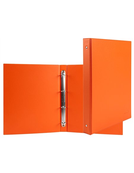 Classeur liderpapel 4 anneaux ronds 25mm a5 carton rembordé pvc coloris orange.