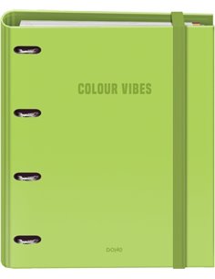 Classeur Dohe Colour Vibes 4 anneaux, recharge mixte 35 mm, 100 feuilles, grille 5 mm - Format A4 - Fermeture élastique - Compre