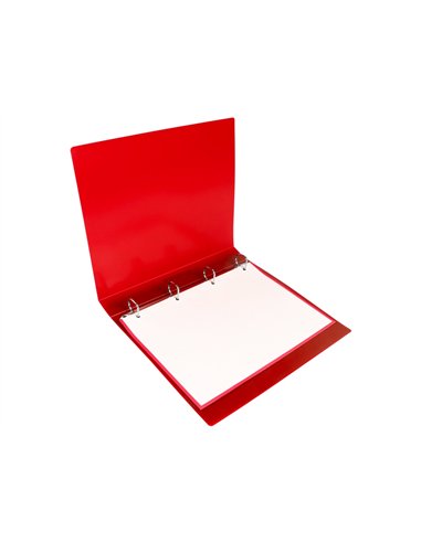 Classeur liderpapel 4 anneaux 25mm a4 260x315mm polypropylene dos 40mm porte-cartes visite coloris rouge.