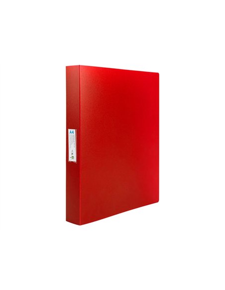 Classeur liderpapel 4 anneaux 25mm a4 260x315mm polypropylene dos 40mm porte-cartes visite coloris rouge.
