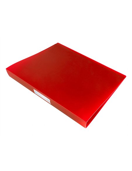 Classeur liderpapel 4 anneaux 25mm a4 260x315mm polypropylene dos 40mm porte-cartes visite coloris rouge.