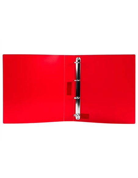 Classeur liderpapel 4 anneaux 25mm a4 260x315mm polypropylene dos 40mm porte-cartes visite coloris rouge.