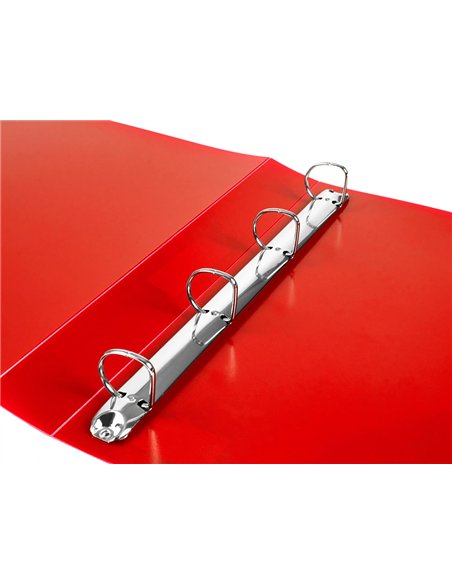 Classeur liderpapel 4 anneaux 25mm a4 260x315mm polypropylene dos 40mm porte-cartes visite coloris rouge.