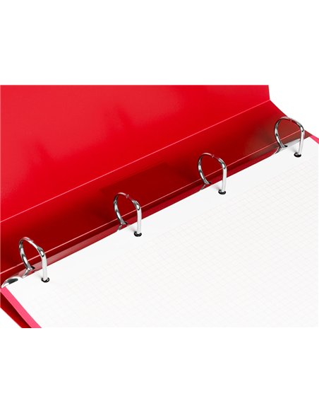 Classeur liderpapel 4 anneaux 25mm a4 260x315mm polypropylene dos 40mm porte-cartes visite coloris rouge.