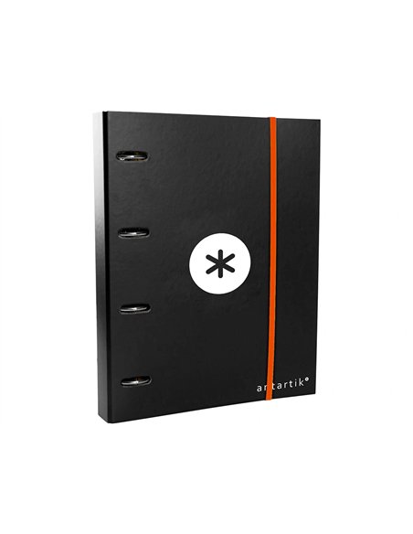 Classeur antartik 4 anneaux ronds 40mm a4 carton remborde feuillets mobiles quadrillage 5mm coloris noir.