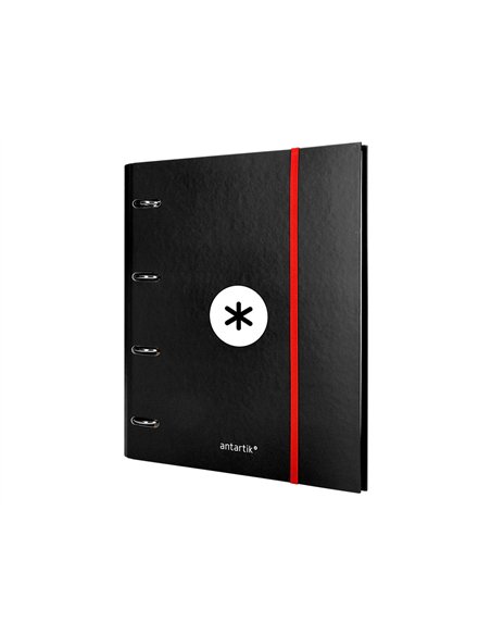 Classeur antartik 4 anneaux ronds 40mm a4 carton remborde feuillets mobiles quadrillage 5mm coloris noir.