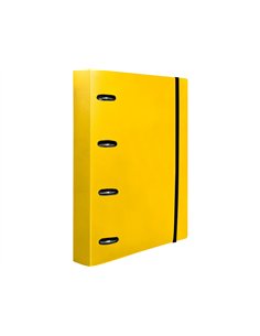 Classeur liderpapel 4 anneaux en d 25mm a4 polypropylene feuillets mobiles 100f 5x5mm coloris jaune fluo. 2