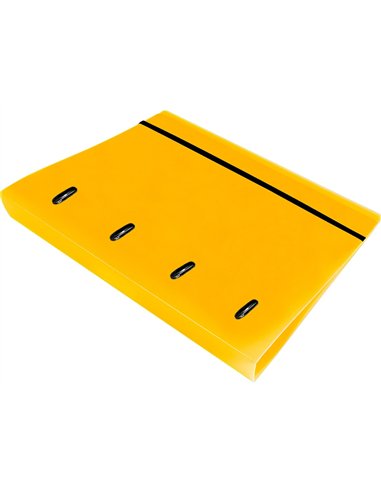 Classeur liderpapel 4 anneaux en d 25mm a4 polypropylene feuillets mobiles 100f 5x5mm coloris jaune fluo.