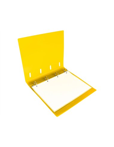 Classeur liderpapel 4 anneaux en d 25mm a4 polypropylene feuillets mobiles 100f 5x5mm coloris jaune fluo.