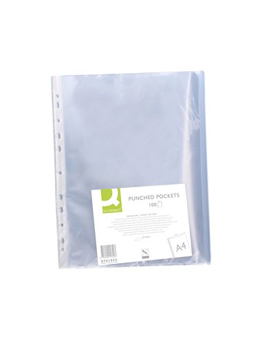 Pochette q-connect polypropylène grainé 5/100e eco perforée antistatique a4 210x297mm sachet 100 unités.